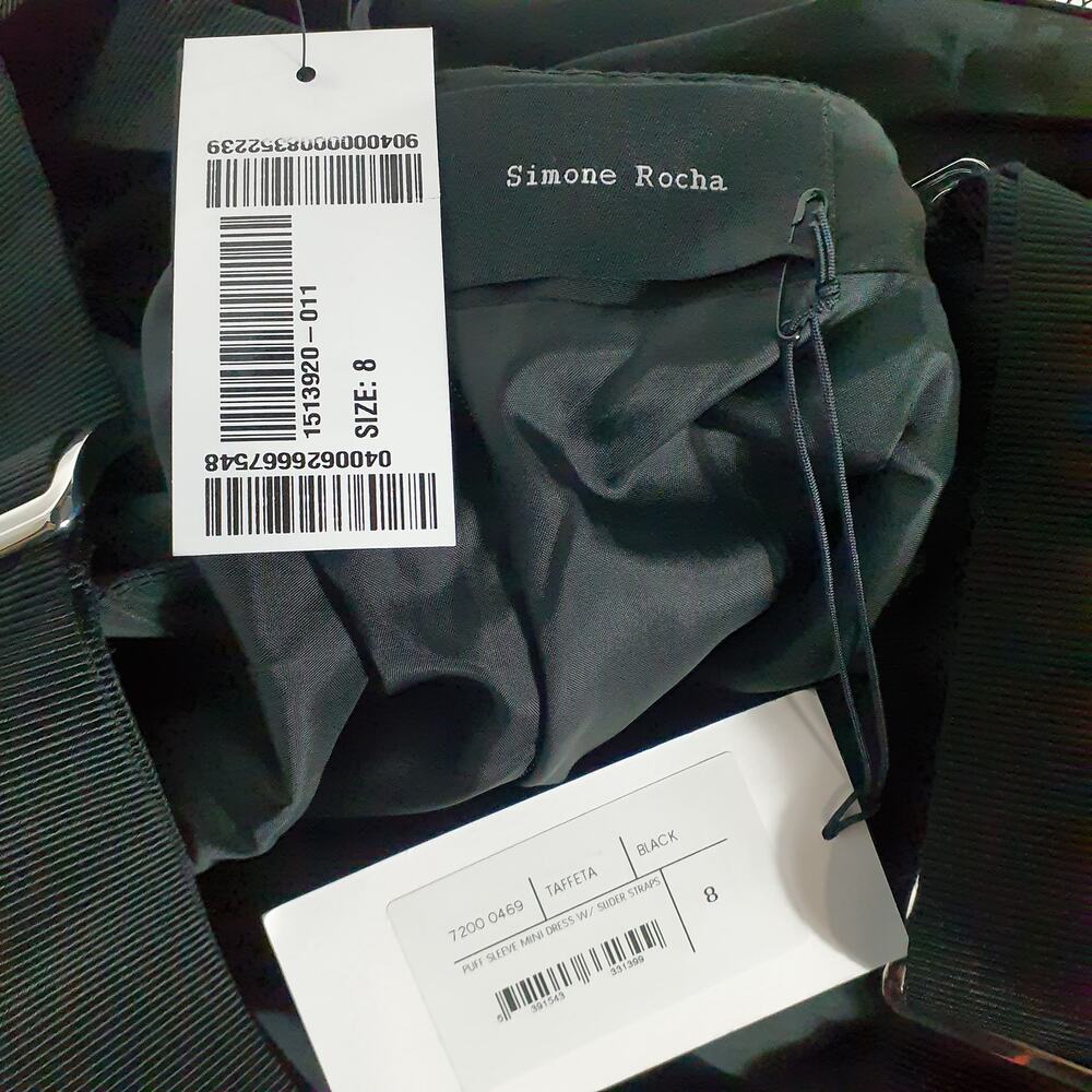Simone Rocha Gathered Black Taffeta Mini Size 4 US / UK 8 Dress NWT - Picture 4 of 5
